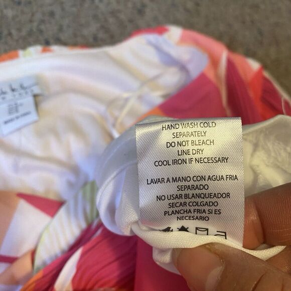 Nicole Miller Mini Dress Sz M Neon Multicolored Pop Art V Neck Elastic Tie Waist - Picture 6 of 10